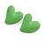 Lime Green Acrylic Heart Stud Earrings (one-sided design) - 25mm Tall - view 4