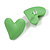 Lime Green Acrylic Heart Stud Earrings (one-sided design) - 25mm Tall - view 2