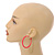 50mm D/ Slim Pink Hoop Earrings in Matt Finish - Large Size - view 3