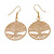 Gold Tone Lightweight Tree Of Life Drop Earrings - 45mm L