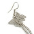 Silver Tone Double Butterfly Chain Lightweight Dangle Earrings - 85mm Long - view 4