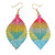 Multicoloured Double Leaf Drop Earrings - 70mm Long