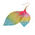 Multicoloured Double Leaf Drop Earrings - 70mm Long - view 5