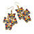 Multicoloured Lightweight Multi Butterfly Dangle Earrings in Gold Tone Metal - 60mm L - view 2