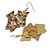 Multicoloured Lightweight Multi Butterfly Dangle Earrings in Gold Tone Metal - 60mm L - view 5