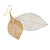 Silver/Gold Tone Double Leaf Drop Earrings - 70mm Long - view 4