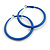 50mm D/ Slim Blue Hoop Earrings in Matt Finish - Large Size - view 2