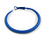 50mm D/ Slim Blue Hoop Earrings in Matt Finish - Large Size - view 5