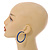 50mm D/ Slim Blue Hoop Earrings in Matt Finish - Large Size - view 3