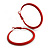 50mm D/ Slim Red Hoop Earrings in Matt Finish - Large Size