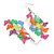 Multicoloured Enamel Multi Butterfly Dangle Earrings - 75mm Drop - view 2