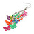 Multicoloured Enamel Multi Butterfly Dangle Earrings - 75mm Drop - view 5