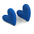 Blue Acrylic Heart Stud Earrings (one-sided design) - 25mm Tall - view 2