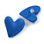 Blue Acrylic Heart Stud Earrings (one-sided design) - 25mm Tall - view 4