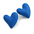 Blue Acrylic Heart Stud Earrings (one-sided design) - 25mm Tall - view 5