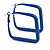 45mm D/ Slim Blue Square Hoop Earrings in Matt Finish - Large Size - view 2