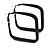 45mm D/ Slim Black Square Hoop Earrings in Matt Finish - Large Size