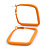 45mm D/ Slim Orange Square Hoop Earrings in Matt Finish - Large Size