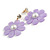 Lavender Acrylic Flower Drop Earrings In Gold Tone - 55mm L - view 8
