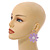 Lavender Acrylic Flower Drop Earrings In Gold Tone - 55mm L - view 3