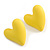 Bright Yellow Acrylic Heart Stud Earrings (one-sided design) - 25mm Tall - view 2