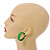 40mm D/ Wide Green Hoop Earrings in Matt Finish - Medium Size - view 4