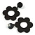 Black Acrylic Open Cut Flower Drop Earrings - 55mm Long - view 5
