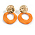 Off Round Curvy Hoop Earrings in Gold Tone (Orange Matt Finish) - 50mm Long - view 4