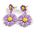 Matt Lavender/Yellow Daisy Flower Drop Earrings - 40mm L - view 6