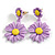 Matt Lavender/Yellow Daisy Flower Drop Earrings - 40mm L - view 11