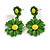 Matt Green/Yellow Daisy Flower Drop Earrings - 40mm L - view 2