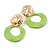 Off Round Curvy Hoop Earrings in Gold Tone (Lime Green Matt Finish) - 50mm Long - view 7