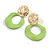 Off Round Curvy Hoop Earrings in Gold Tone (Lime Green Matt Finish) - 50mm Long - view 10