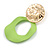 Off Round Curvy Hoop Earrings in Gold Tone (Lime Green Matt Finish) - 50mm Long - view 11