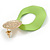 Off Round Curvy Hoop Earrings in Gold Tone (Lime Green Matt Finish) - 50mm Long - view 5