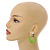 Off Round Curvy Hoop Earrings in Gold Tone (Lime Green Matt Finish) - 50mm Long - view 8