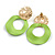 Off Round Curvy Hoop Earrings in Gold Tone (Lime Green Matt Finish) - 50mm Long - view 12