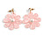 Pink Acrylic Flower Drop Earrings In Gold Tone - 55mm L - view 6