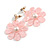 Pink Acrylic Flower Drop Earrings In Gold Tone - 55mm L
