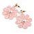 Pink Acrylic Flower Drop Earrings In Gold Tone - 55mm L - view 7