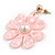 Pink Acrylic Flower Drop Earrings In Gold Tone - 55mm L - view 5