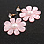 Pink Acrylic Flower Drop Earrings In Gold Tone - 55mm L - view 2