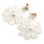 Off White Acrylic Flower Drop Earrings In Silver Tone - 55mm L