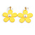 Bright Yellow Acrylic Flower Drop Large Earrings - 55mm L - view 4