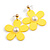 Bright Yellow Acrylic Flower Drop Large Earrings - 55mm L - view 2