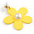 Bright Yellow Acrylic Flower Drop Large Earrings - 55mm L - view 5