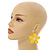 Bright Yellow Acrylic Flower Drop Large Earrings - 55mm L - view 3