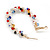 Large Multicoloured/White Beaded Oval Hoop Earrings in Gold Tone - 50mm Tall - view 7