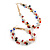 Large Multicoloured/White Beaded Oval Hoop Earrings in Gold Tone - 50mm Tall - view 2