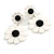 White/Black Acrylic Floral Drop Earrings - 55mm L - view 2